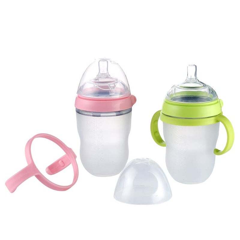 ROMIRUS Bottle Handles Grip Compatible for Comotomo Baby Feeding Bottle (2 Count, Pink) - Image 2